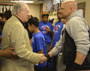 Hank Cisco (left) and Harry Yorgey (right) shake hands in the ring at GNPAL.